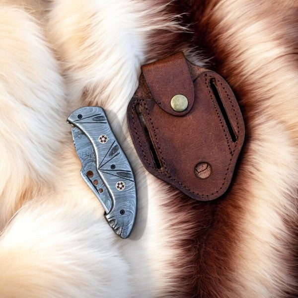 Custom Handmade Damascus Pocket Knife – 3" Blade