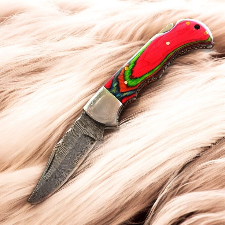 Handmade Folding Knife – 3" Damascus Steel Blade