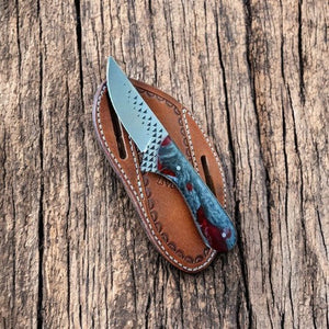 Custom Cowboy Knife with Rasp Steel Blade & Resin Handle
