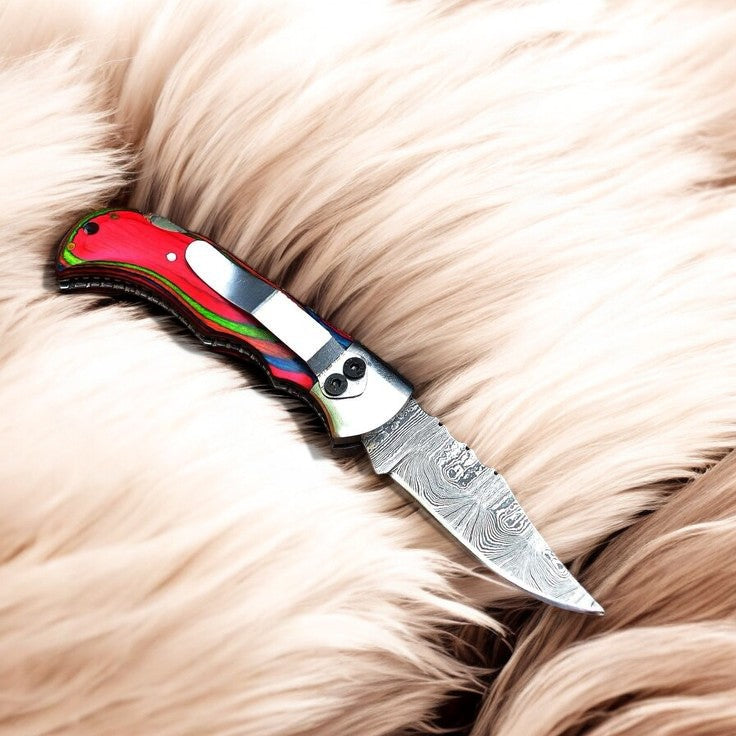 Handmade Folding Knife – 3" Damascus Steel Blade