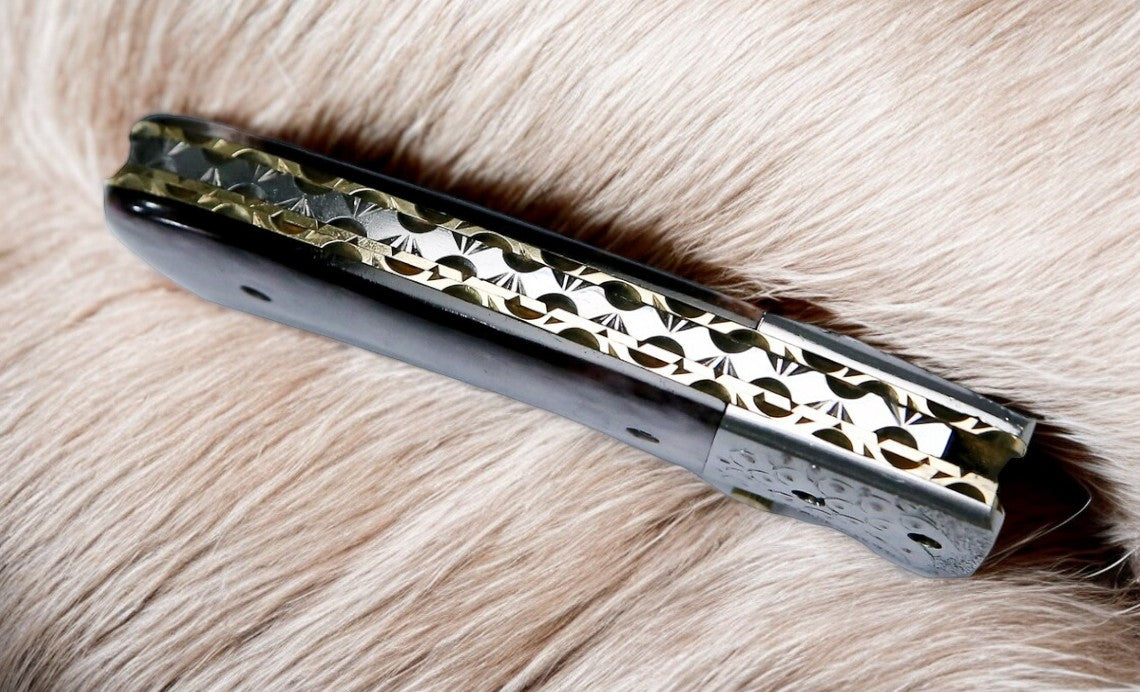 Custom Handmade Damascus Pocket Knife – Colored Bone Handle