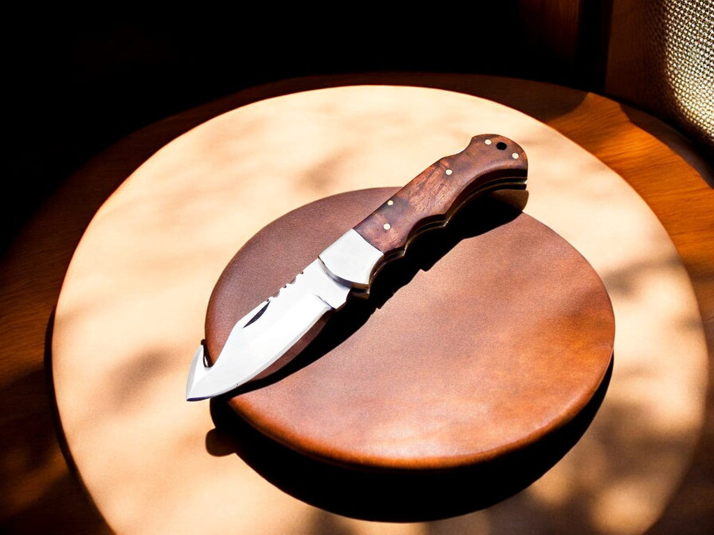 Handmade Stainless Steel Pocket Knife with Rosewood Handle