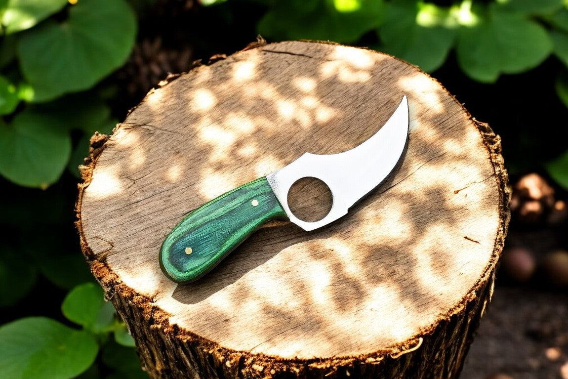 Custom Handmade Skinning Knife - D2 Steel Blade, Exotic Wood Handle