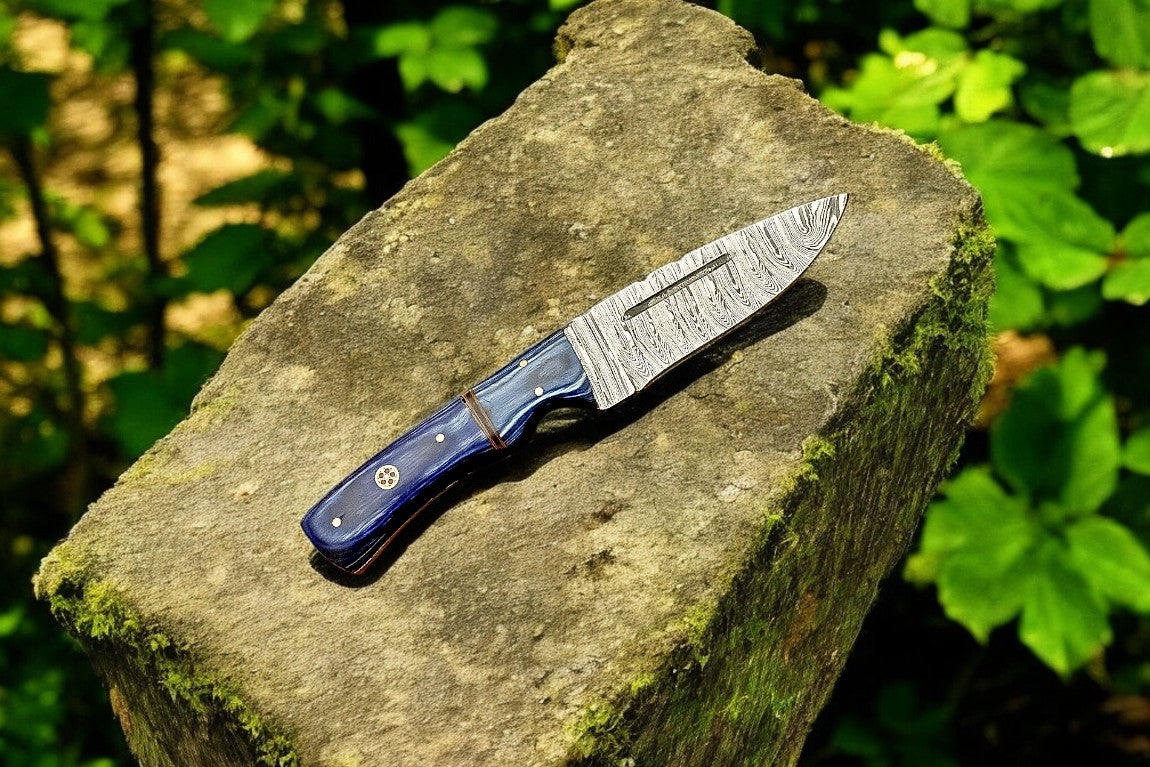 Custom Handmade Damascus Hunting Knife – Exotic Wood Handle