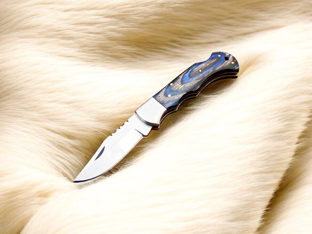 Handmade Stainless Steel Pocket Knife with Exotic Wood