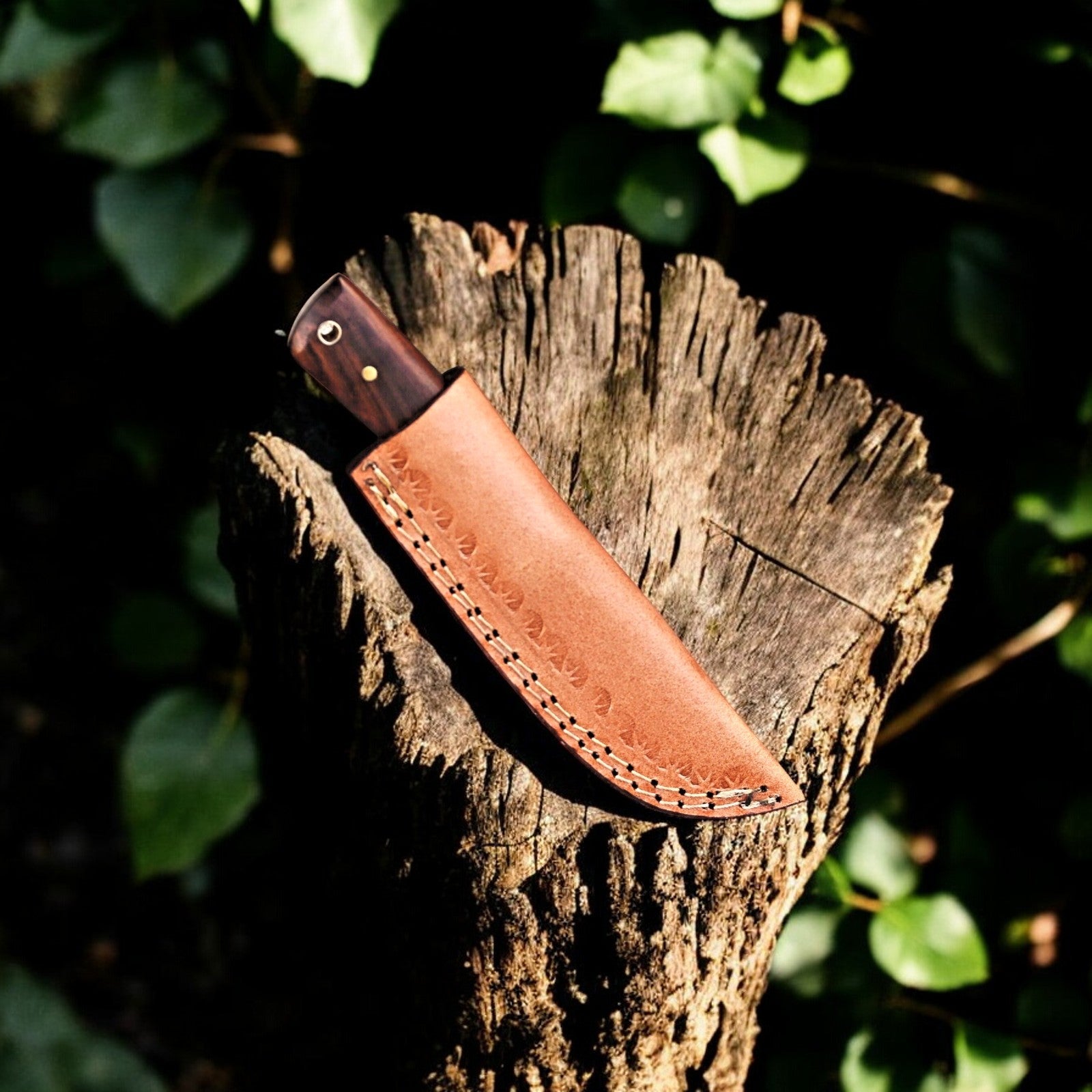 Handmade Damascus Steel Skinning Knife – 8" with Rosewood Handle