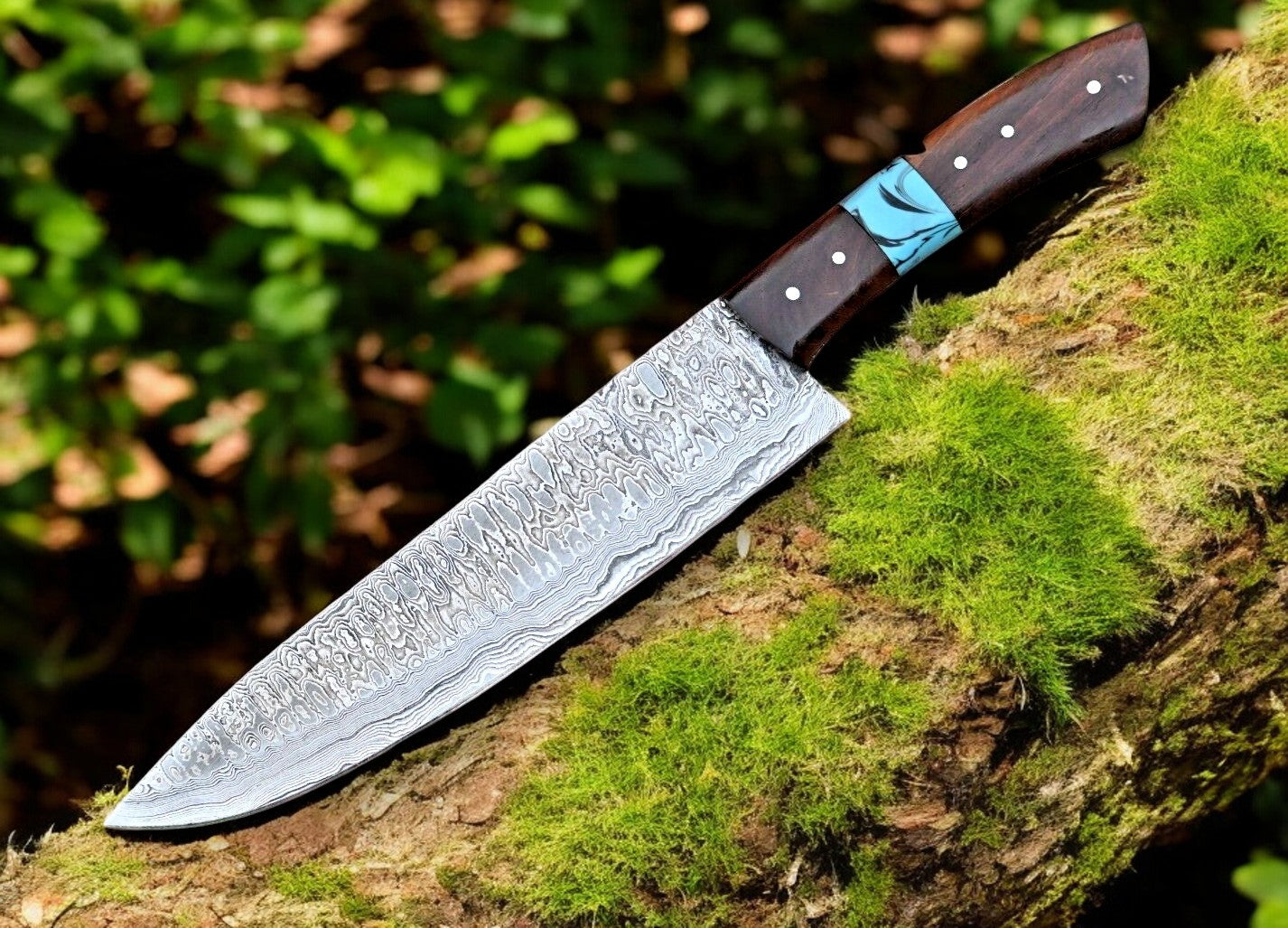 Custom Handmade Damascus Hunting Knife – 13" with Rosewood Handle