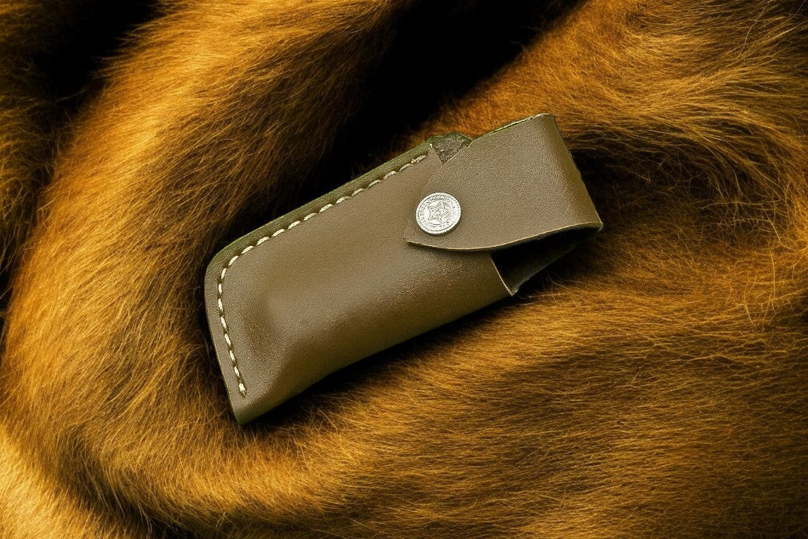 Custom Handmade Damascus Pocket Knife – Bone & Wood Handle