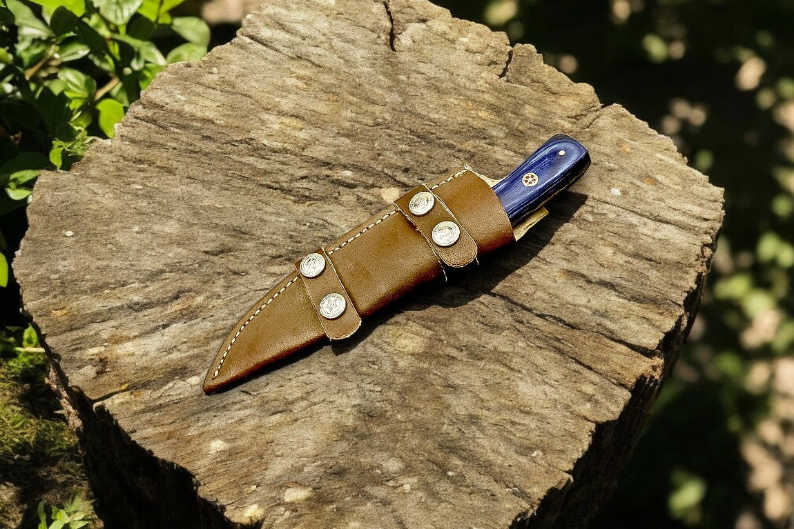 Custom Handmade Damascus Hunting Knife – Exotic Wood Handle