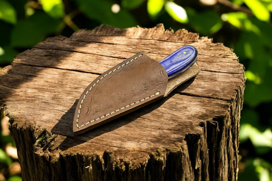 Custom Handmade Skinning Knife - D2 Steel Blade, Exotic Wood Handle