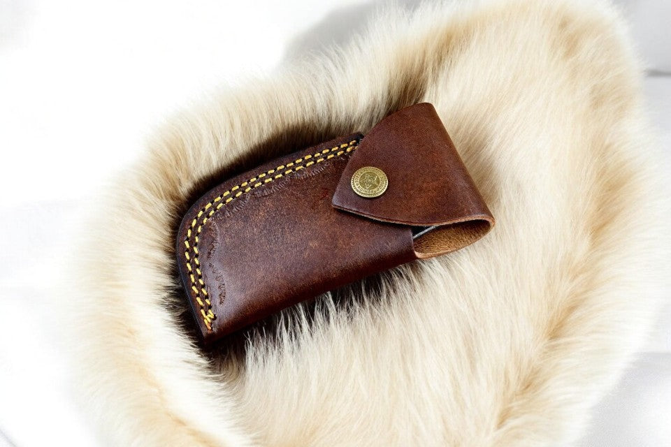 Handmade Damascus Folding Knife | Stag Horn & Rosewood