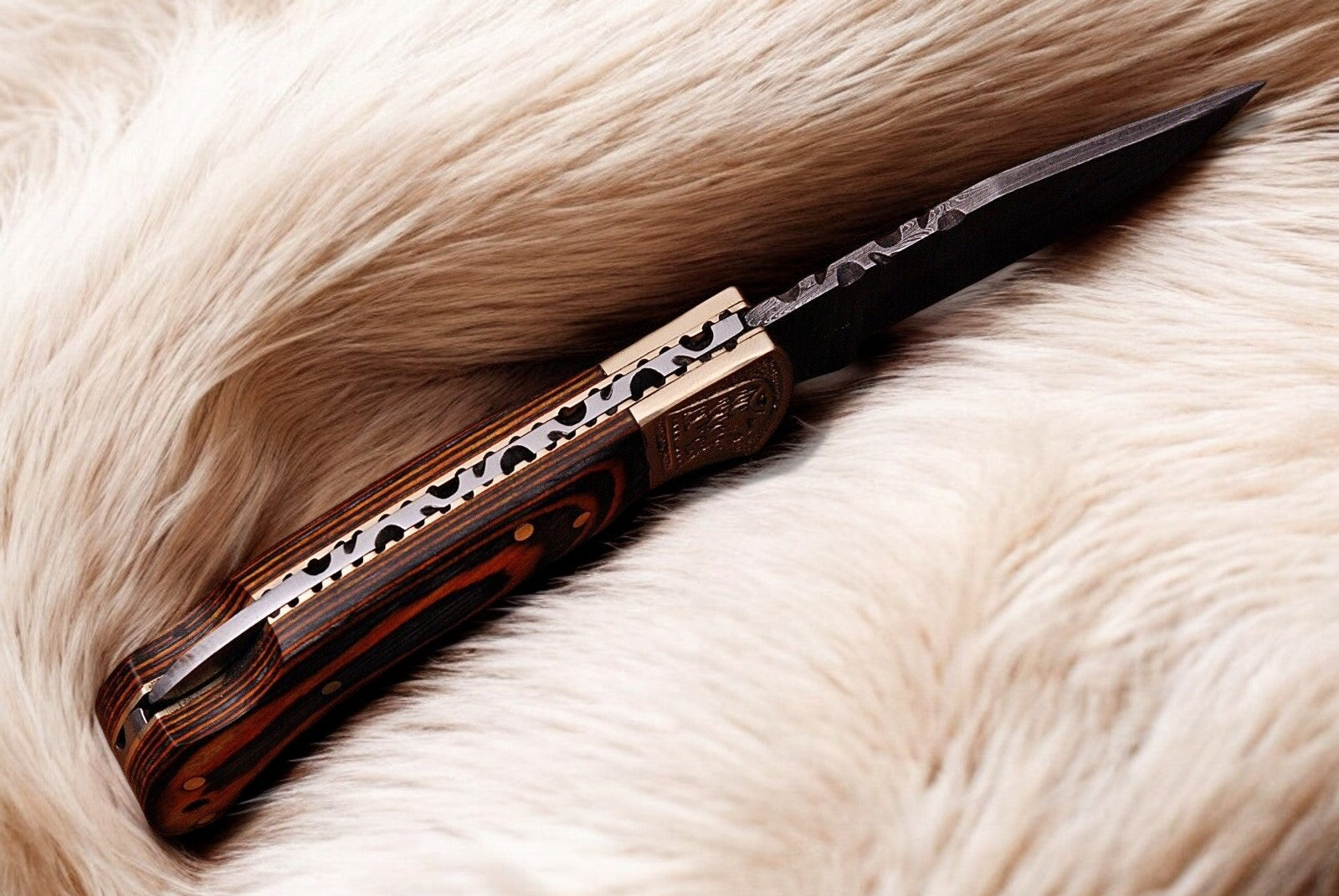 Custom Handmade Damascus Pocket Knife with Exotic Wood Handle