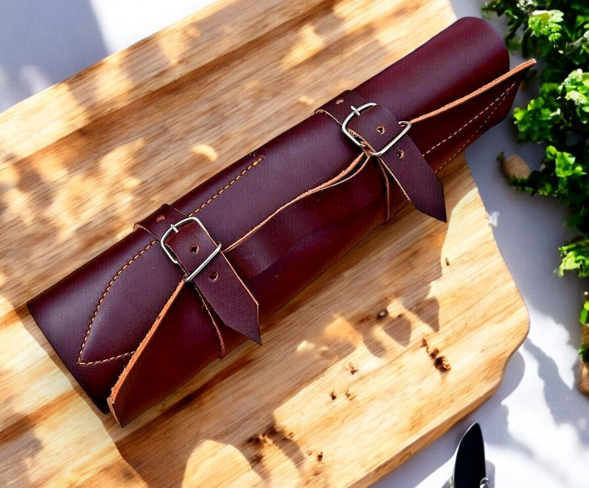 Handmade Damascus Kitchen Knives Set with Exotic Wood