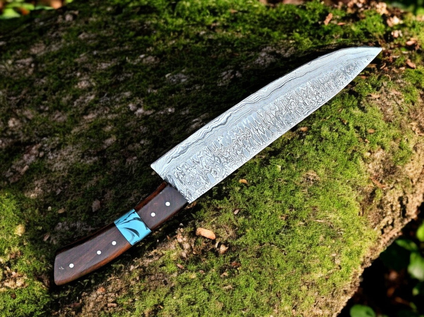 Custom Handmade Damascus Hunting Knife – 13" with Rosewood Handle