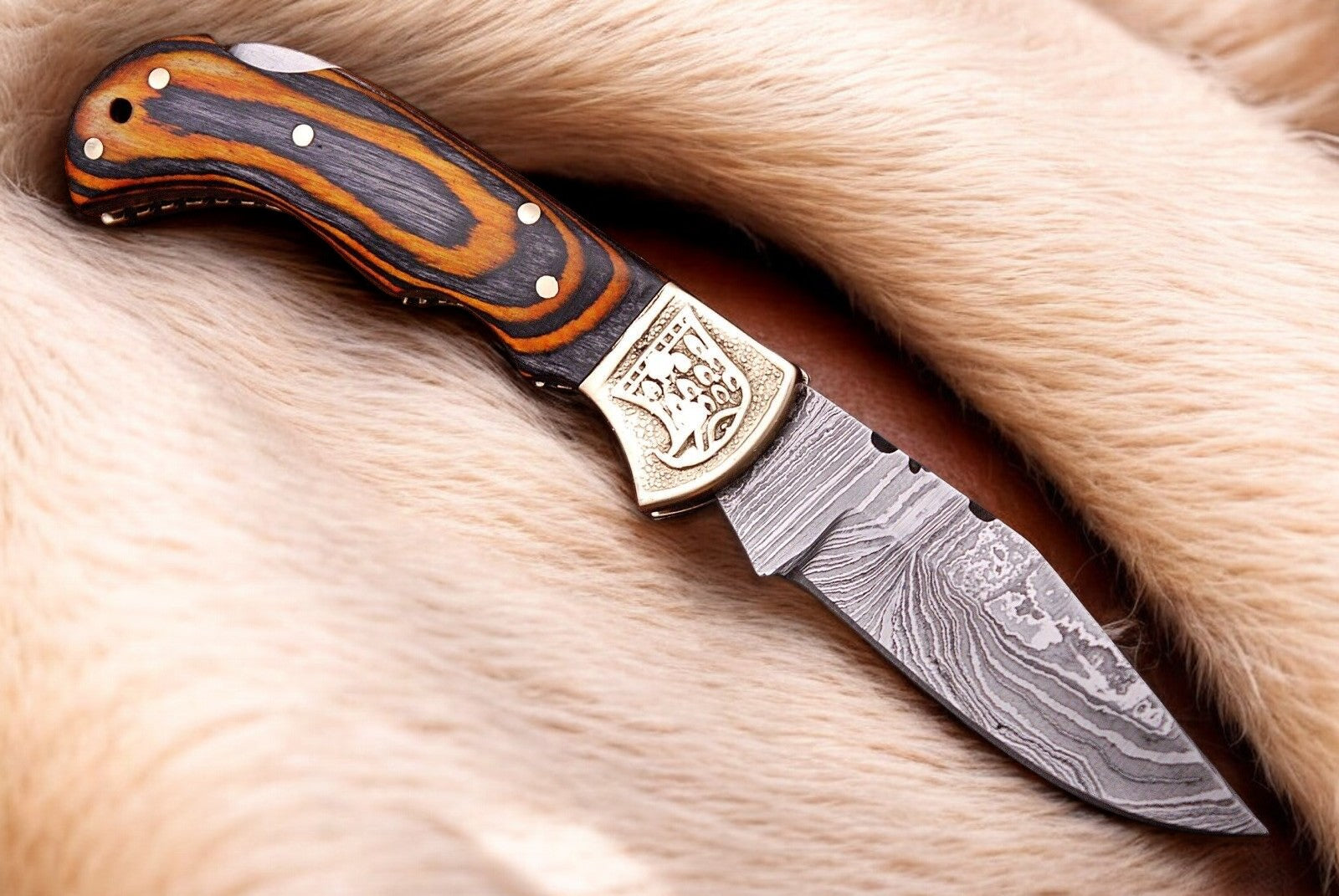 Custom Handmade Damascus Pocket Knife with Exotic Wood Handle