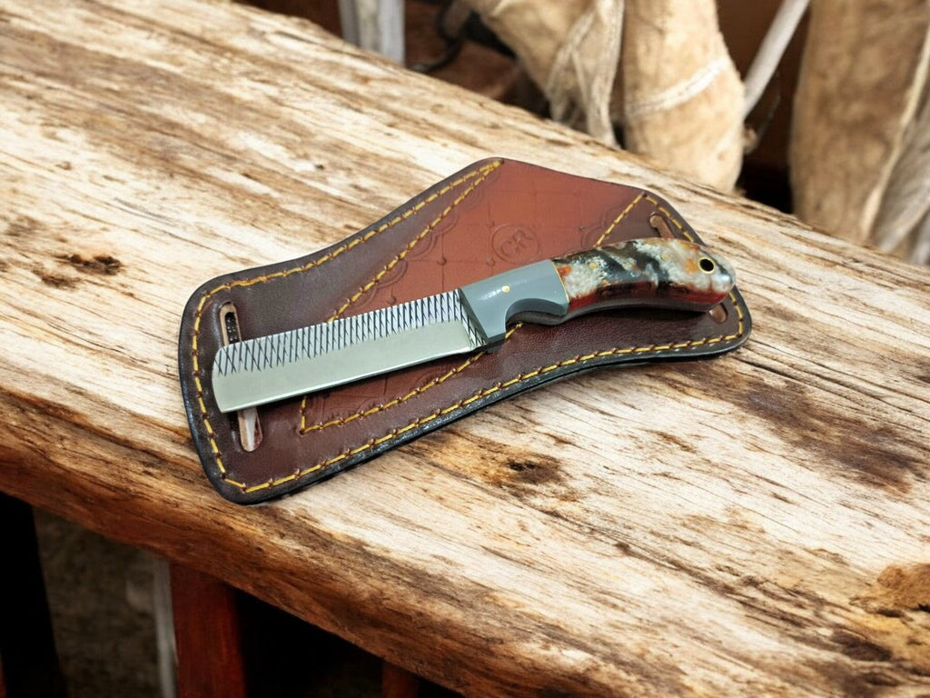 Handmade Bull Cutter Knife – Damascus Steel, 8"