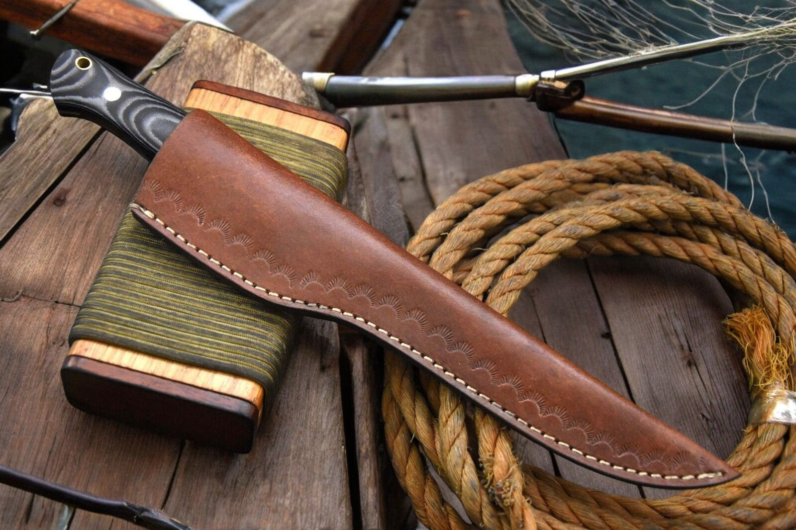 Handmade Damascus Fillet Knife with G-10 Micarta Handle