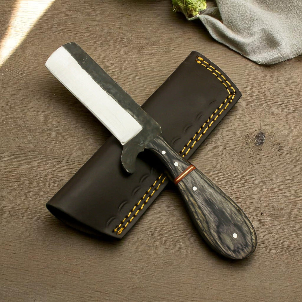 Handmade Bull Cutter Knife – File Steel Blade, Black Wood